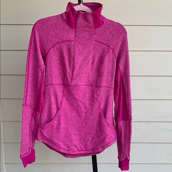 Lululemon athletica herringbone base runner 1/2 zip raspberry pullover jacket 8 - Picture 4 of 11